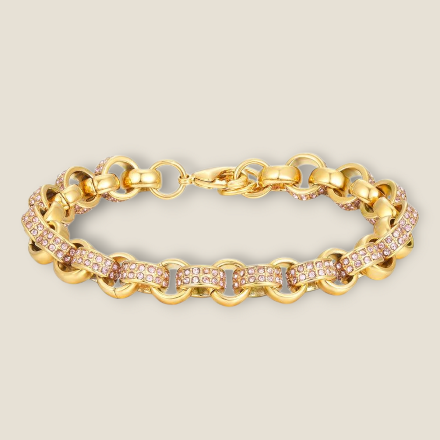 8mm Pink Alternate Cz Belcher Bracelet