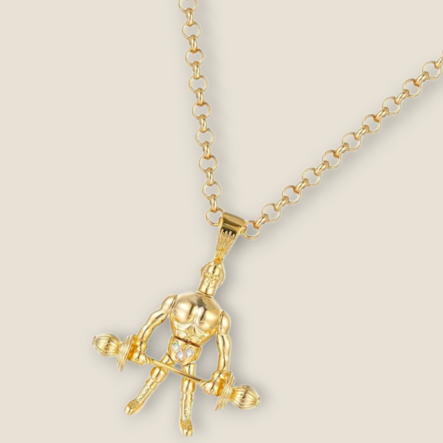 Weightlifter Pendant On 5mm Belcher Chain