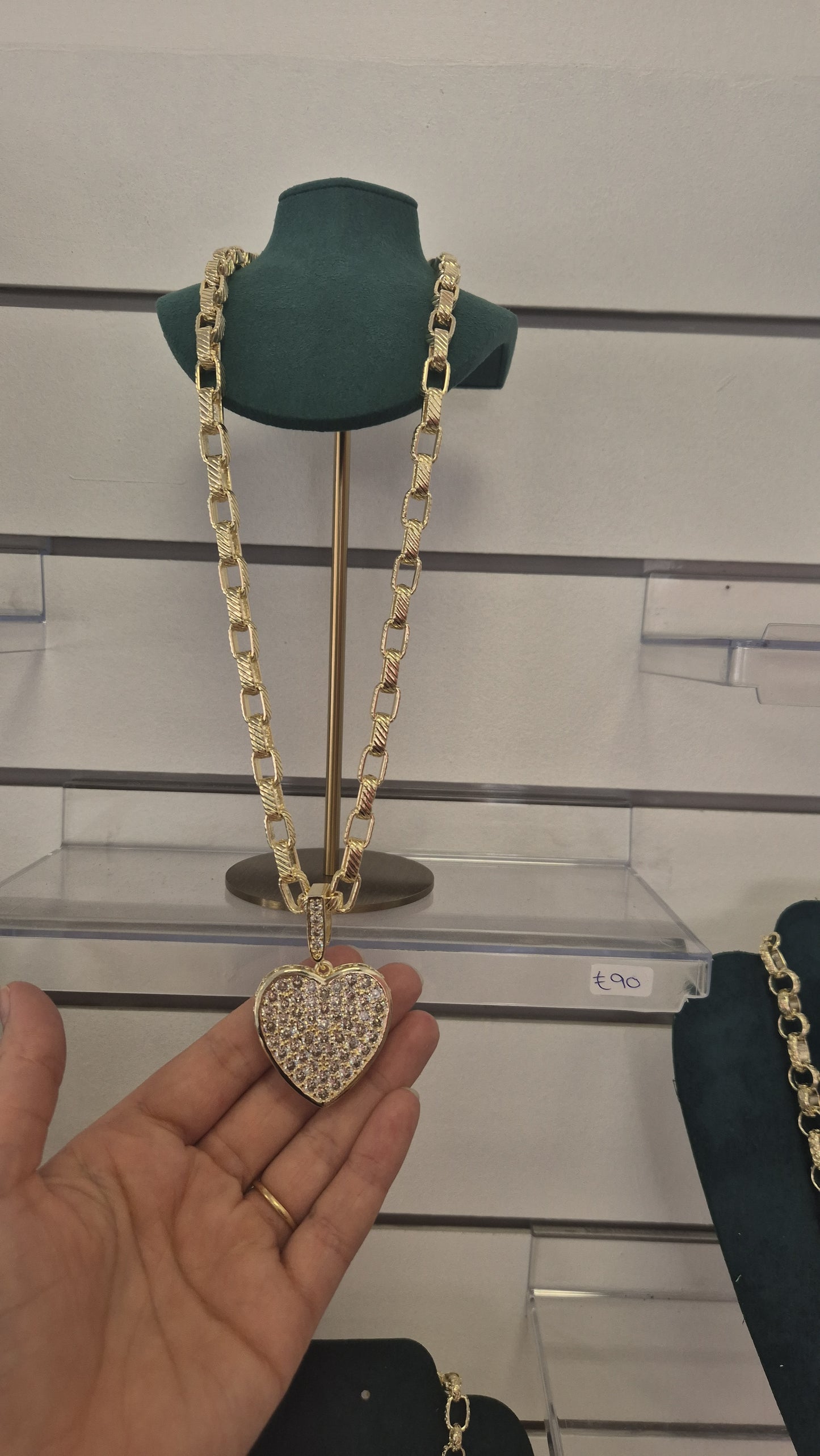XL Heart Pendant On Square Link Chain