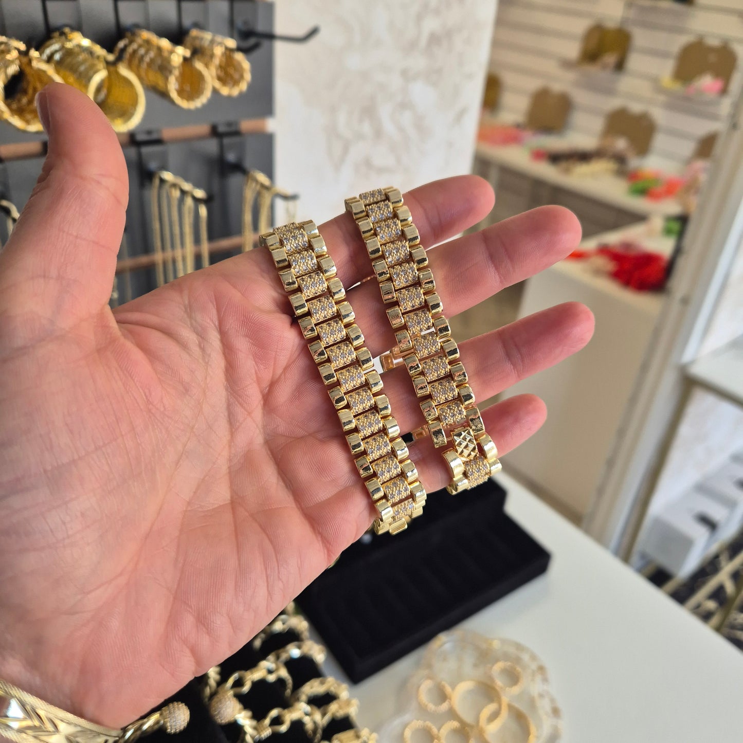 CZ Watch Strap Bracelet 8.5"