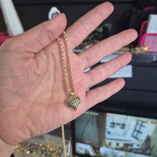 Coloured Heart Pendant On 4mm Belcher Chain