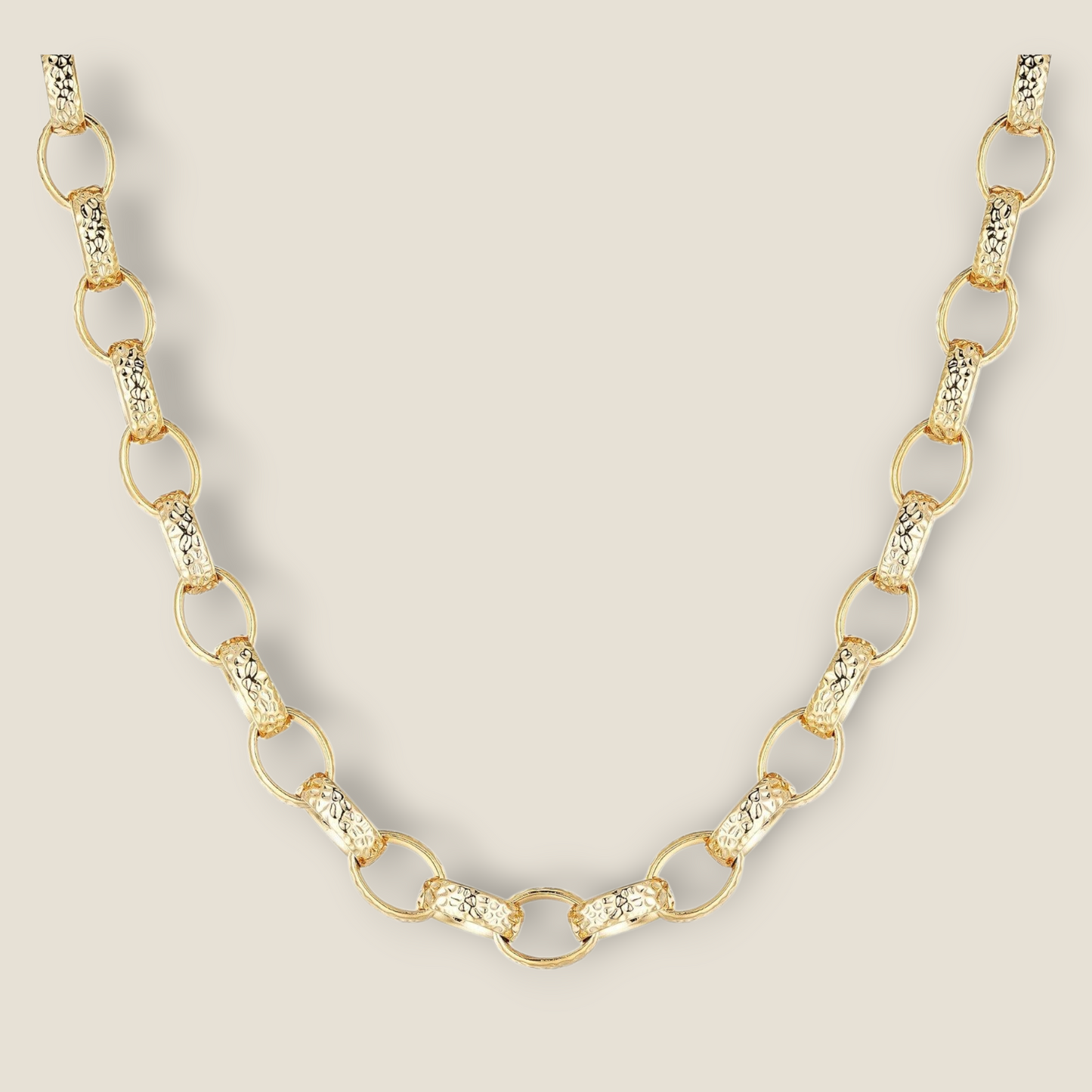 11mm Oval Hammered Patterned Belcher Chain