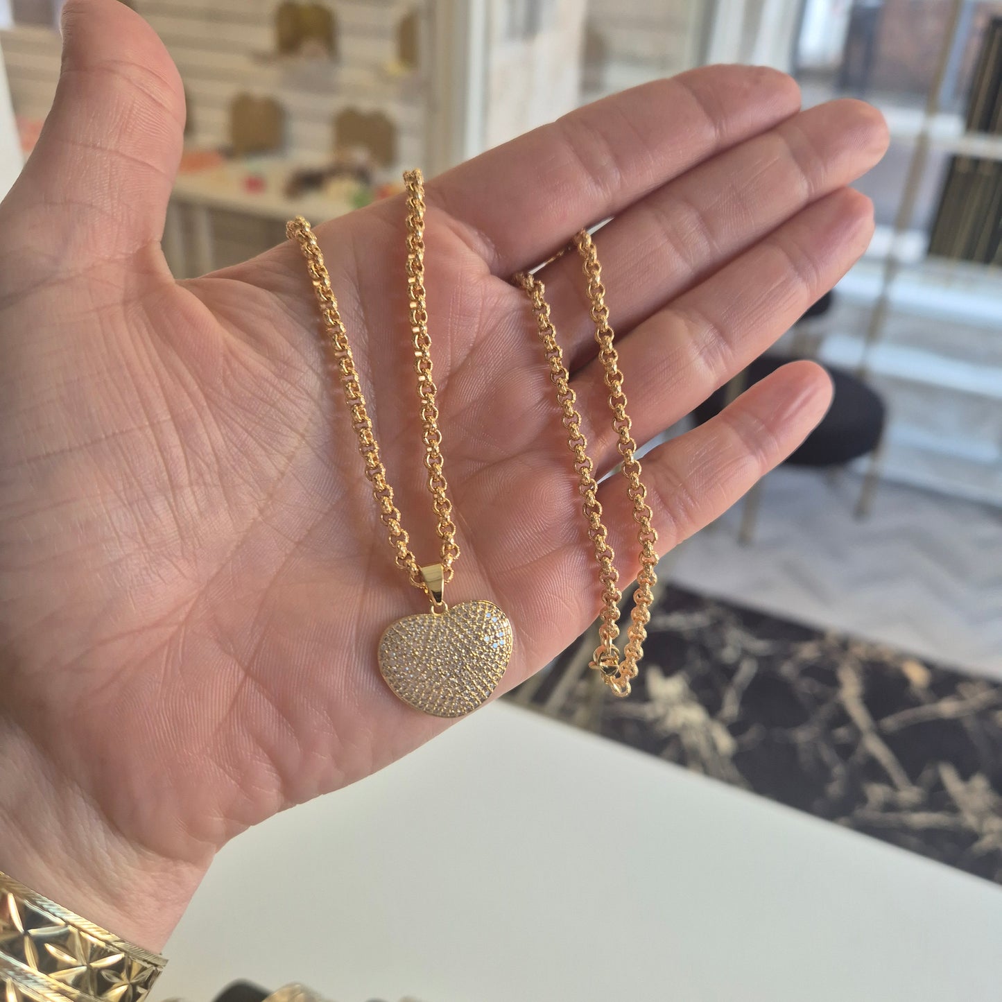 Heart Pendant On 4mm Belcher Chain