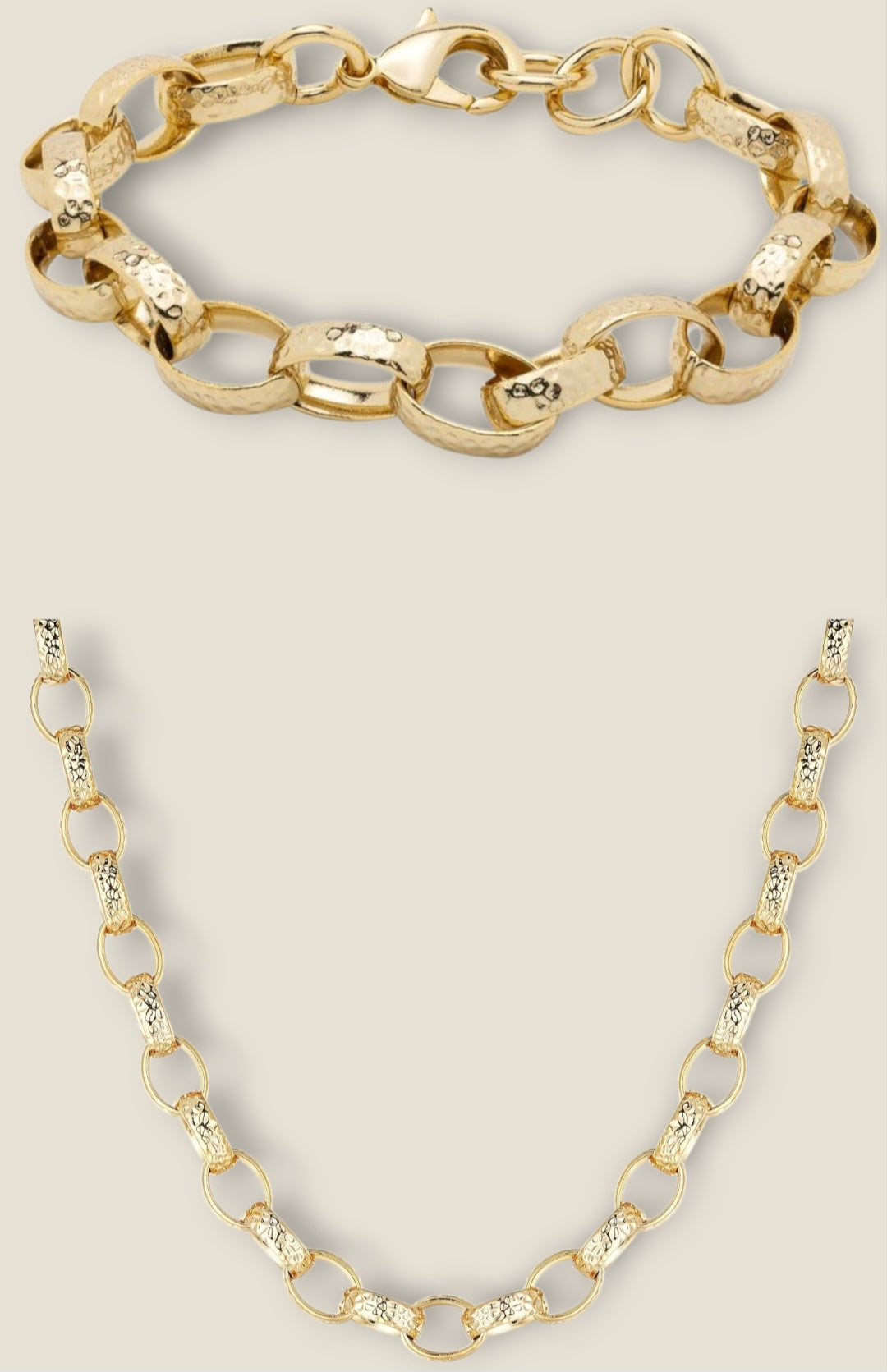 11mm Oval Hammered Pattern Belcher Set