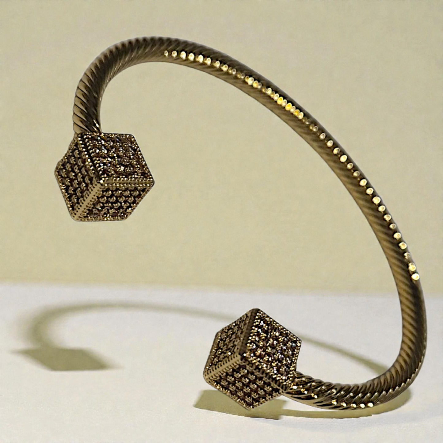 White Cz Cube Bangle