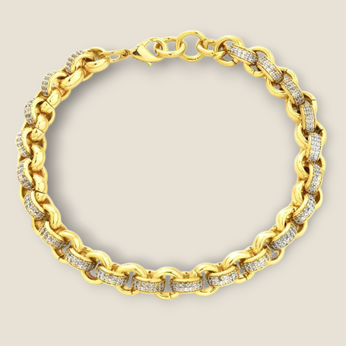 8mm White Alternate Cz Belcher Bracelet