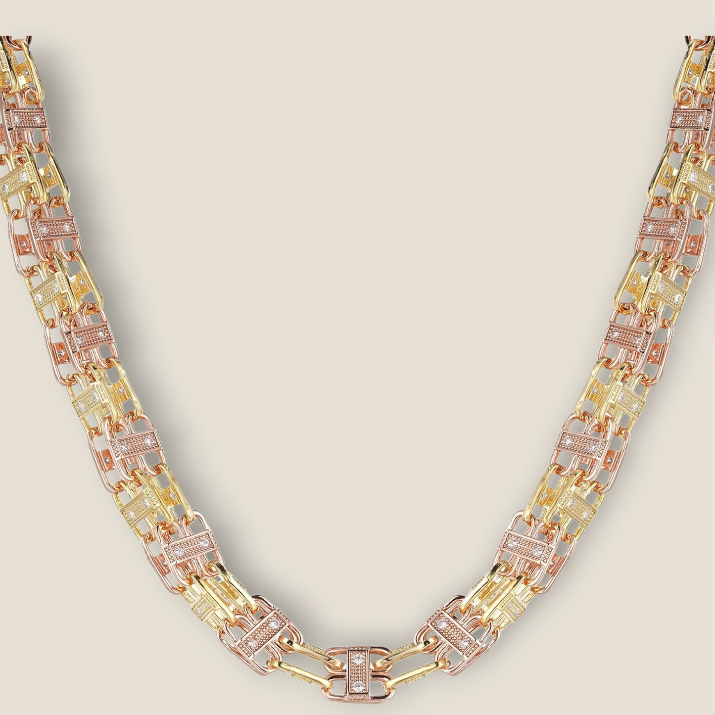 Cage Chain 2 Tone Rose And Gold