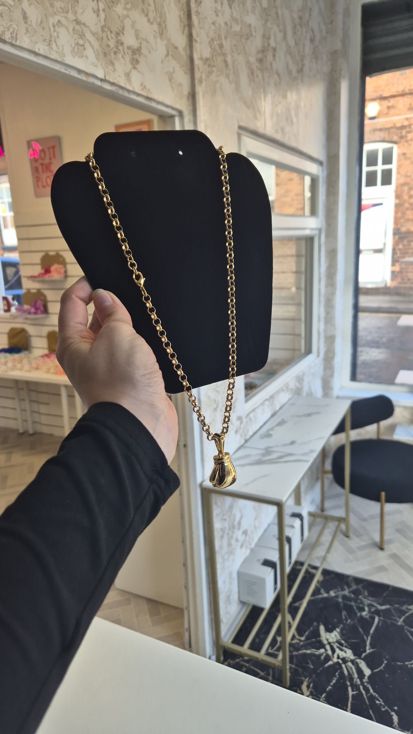 Large Boxing Glove Pendant On 7mm Belcher Chain