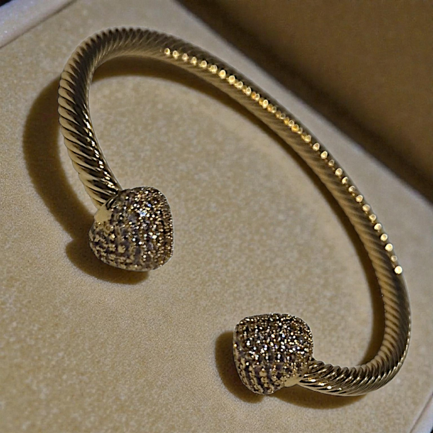 White Cz Heart Bangle