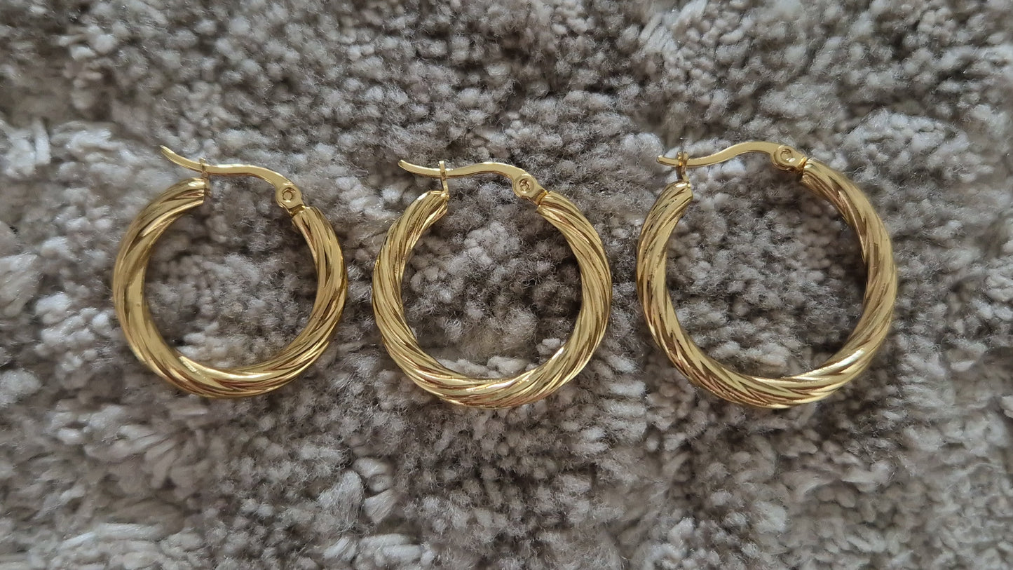 Lined Detail Hoops - 2.5/3/3.5cm