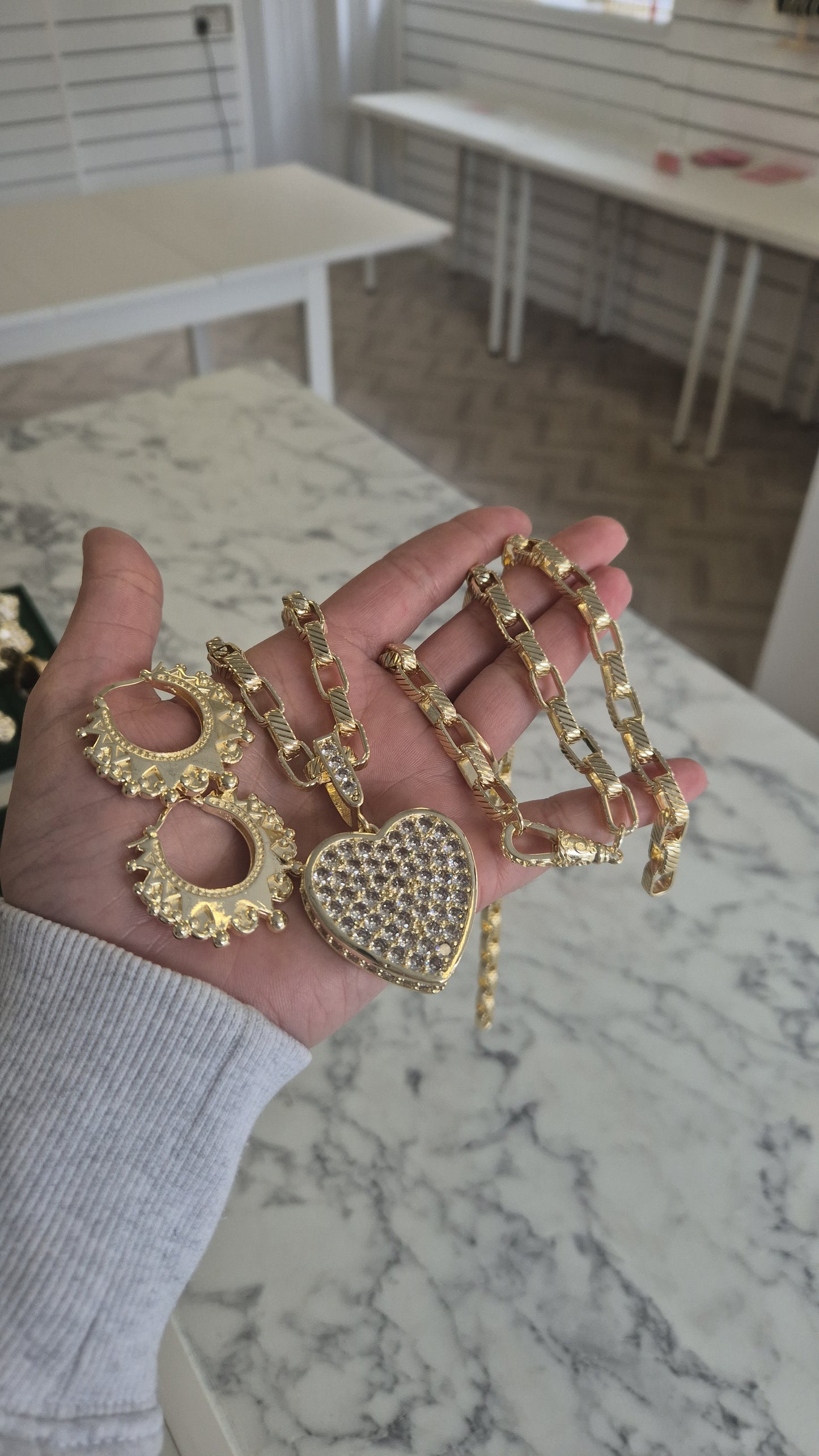 XL Heart Chain, Bracelet and Creoles