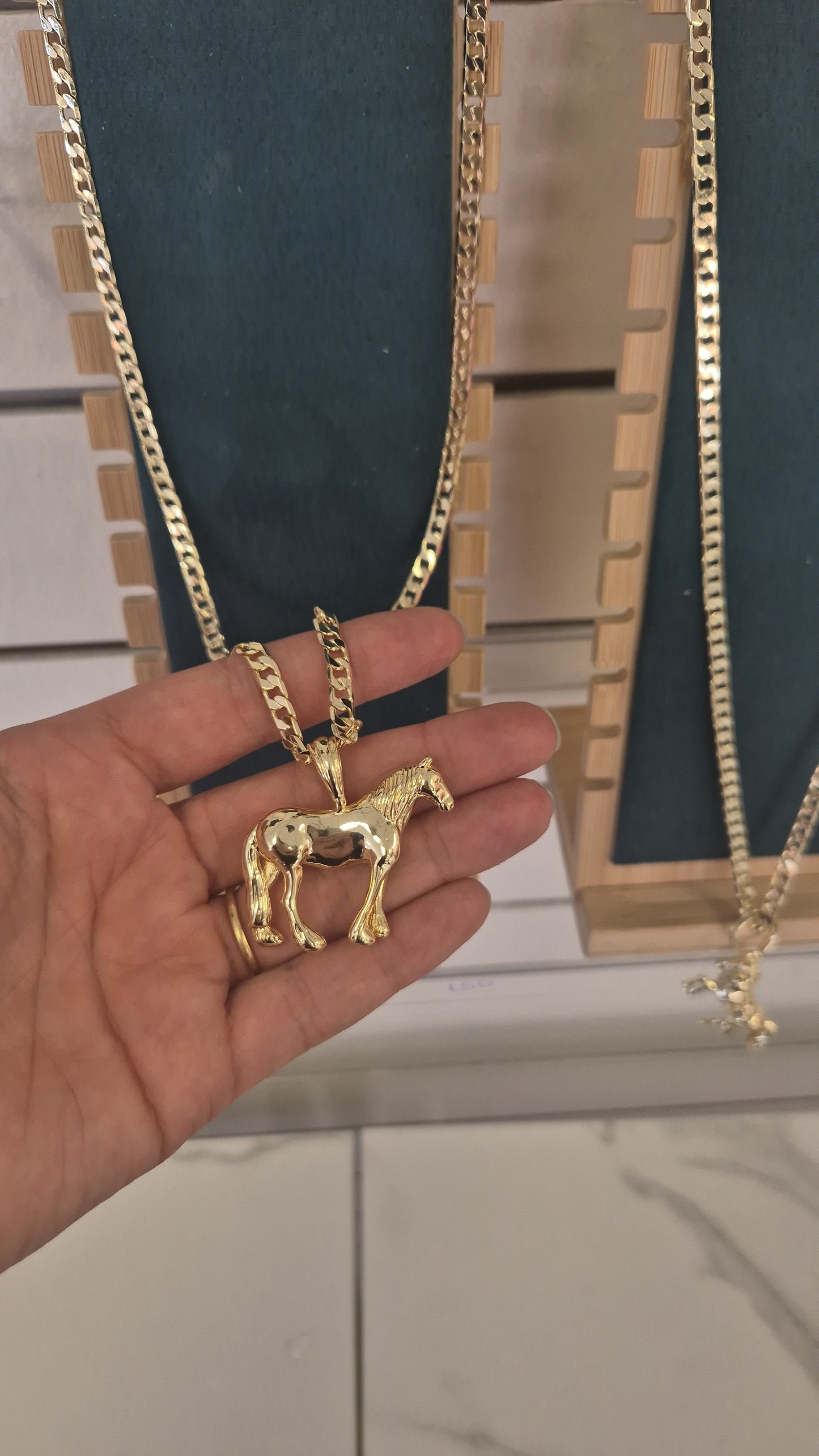 Horse Pendant on 4mm 24" Curb Chain