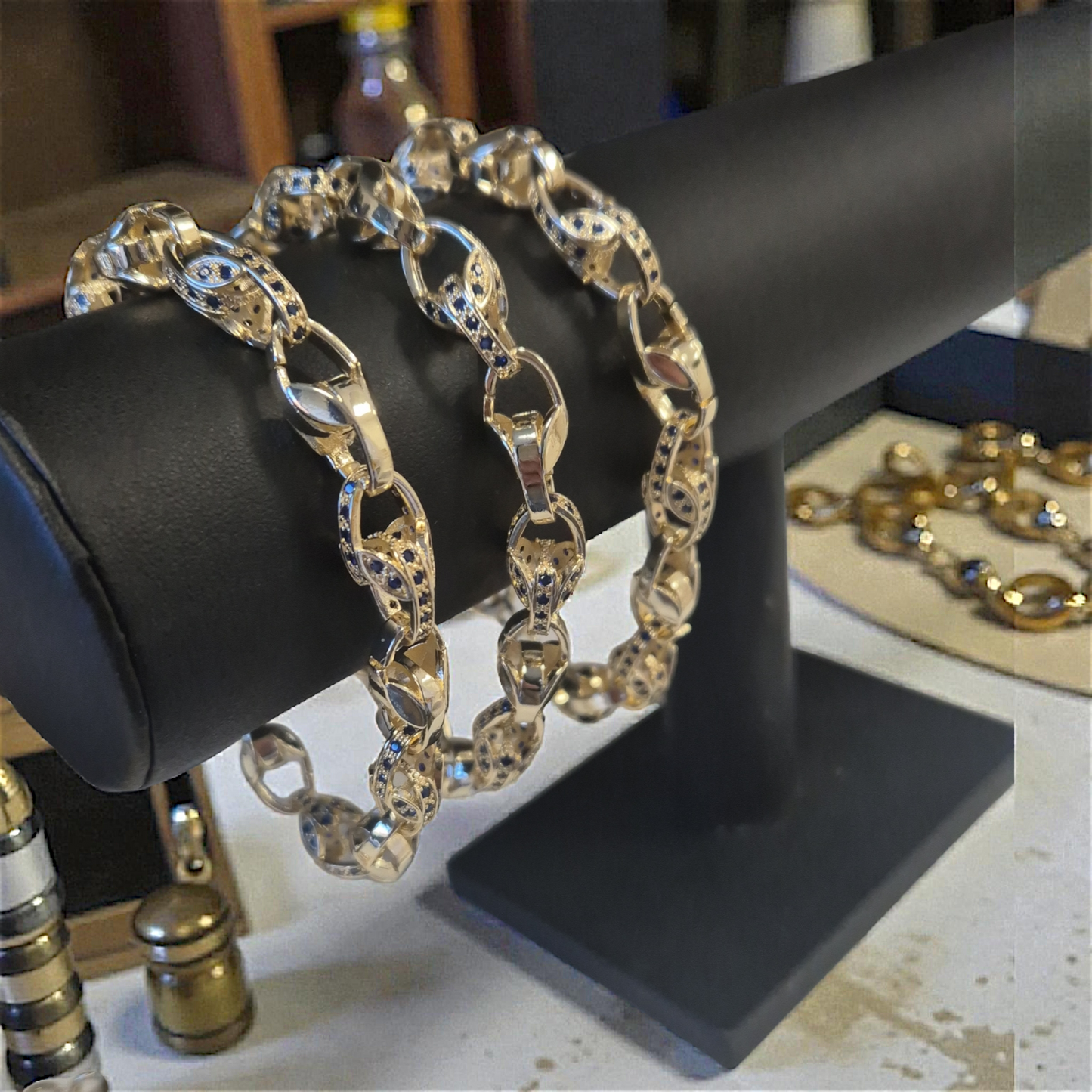 Blue Alternate Cz Tulip Bracelet