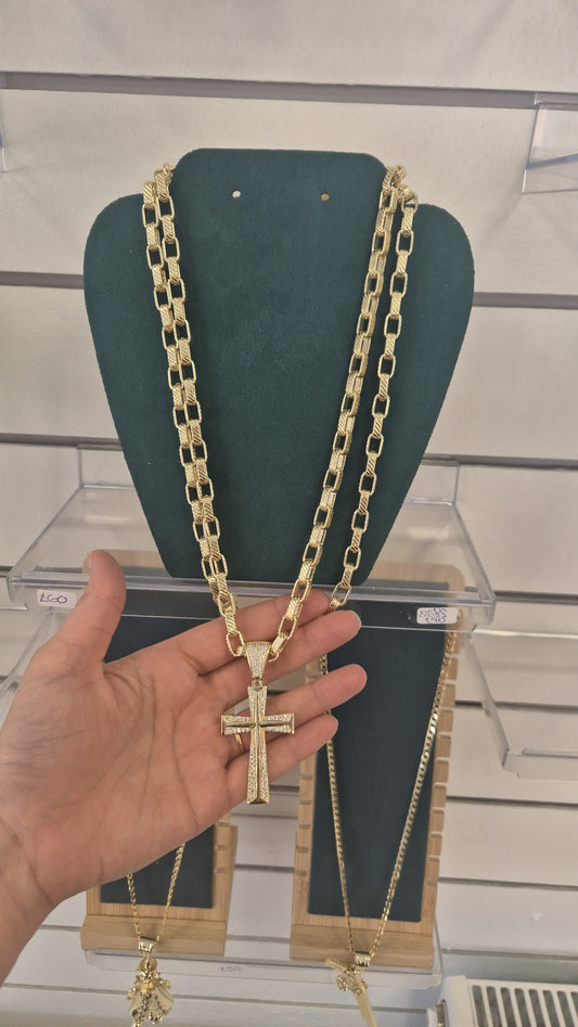 Large Cz Cross On Square Link Chain
