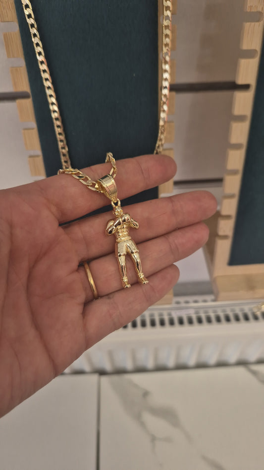 Boxer Pendant on 4mm 24" Curb Chain
