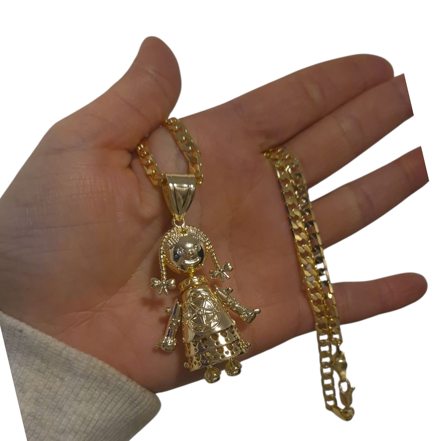 10 DAY PRE ORDER Large Ragdoll Pendant On 4mm 24" Curb