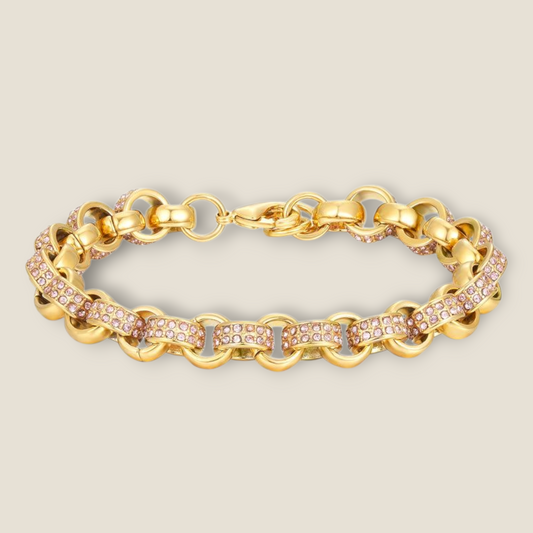 8mm Pink Alternate Cz Belcher Bracelet