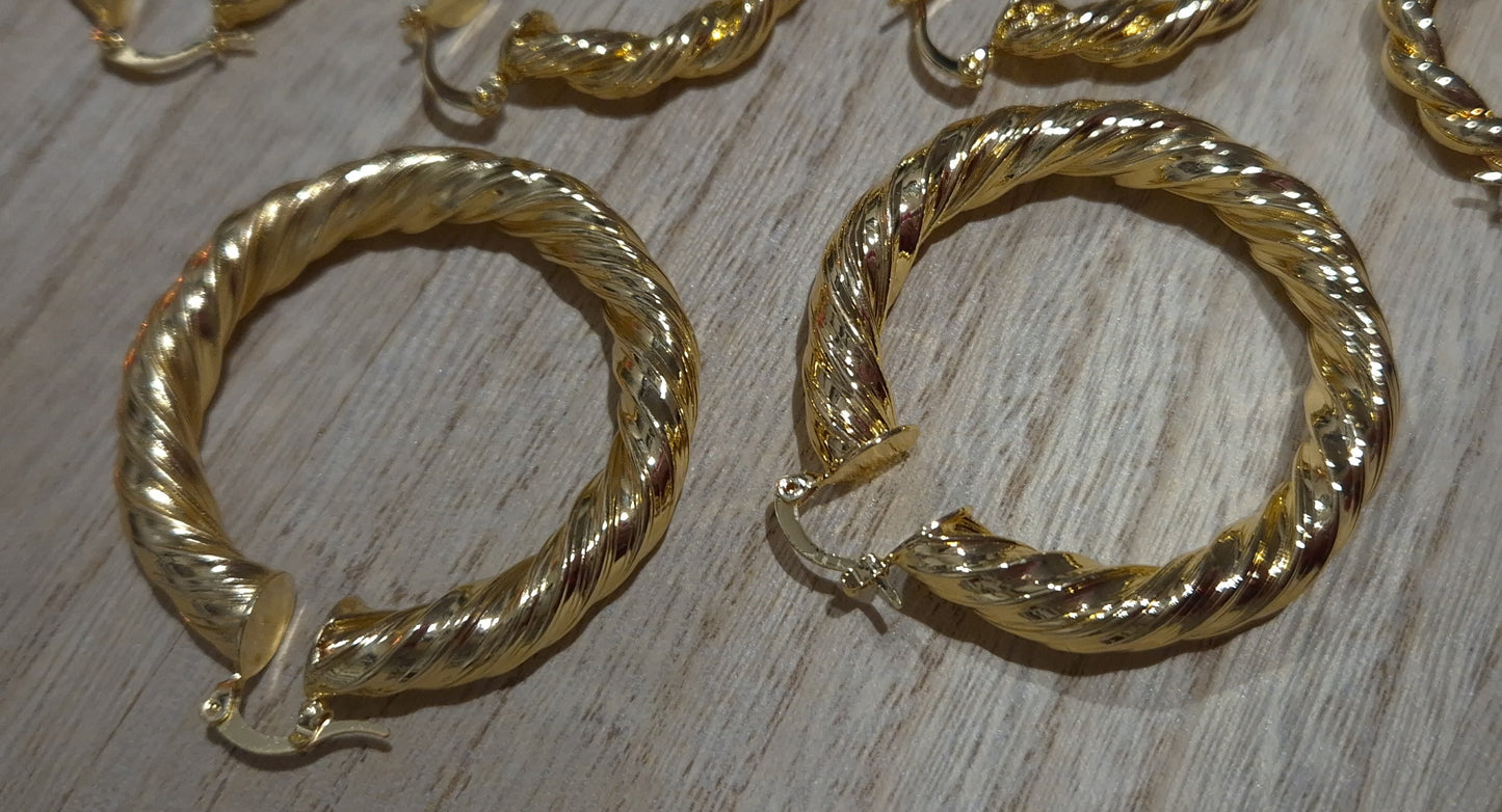 Twisted Hoop Earrings - 6cm