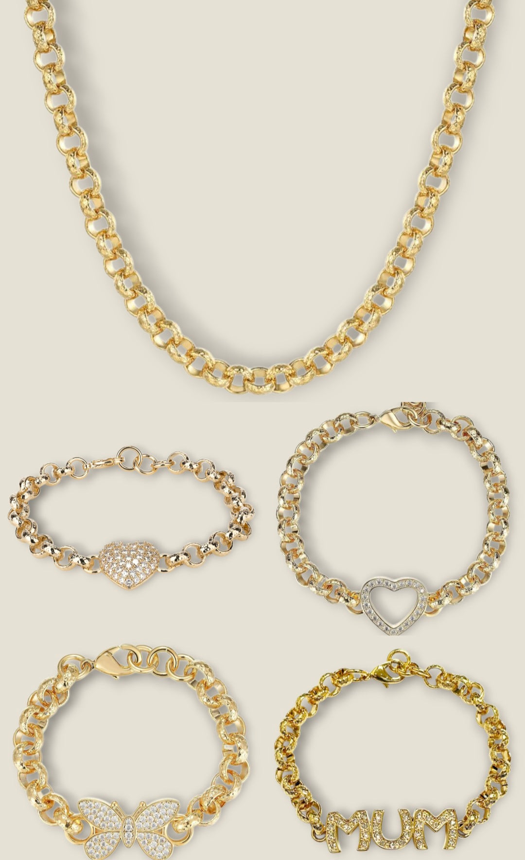 CZ Belcher and 8mm Full Patterned Belcher Chain Bundle