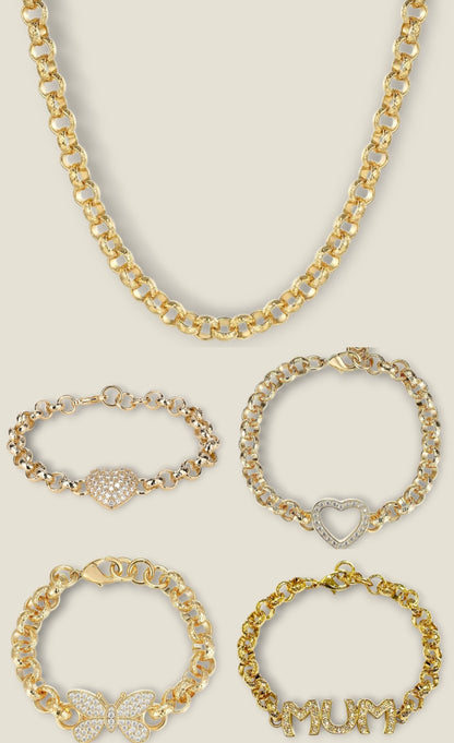 CZ Belcher and 8mm Full Patterned Belcher Chain Bundle