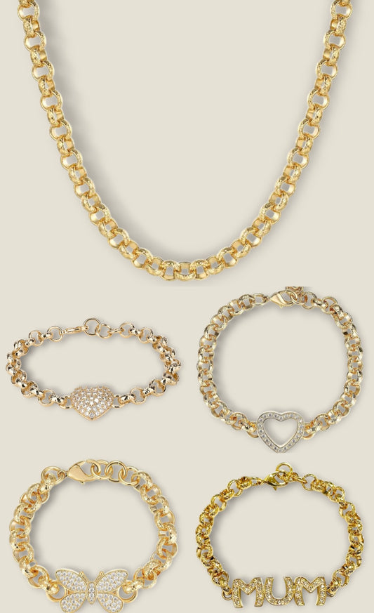 CZ Belcher and 8mm Full Patterned Belcher Chain Bundle