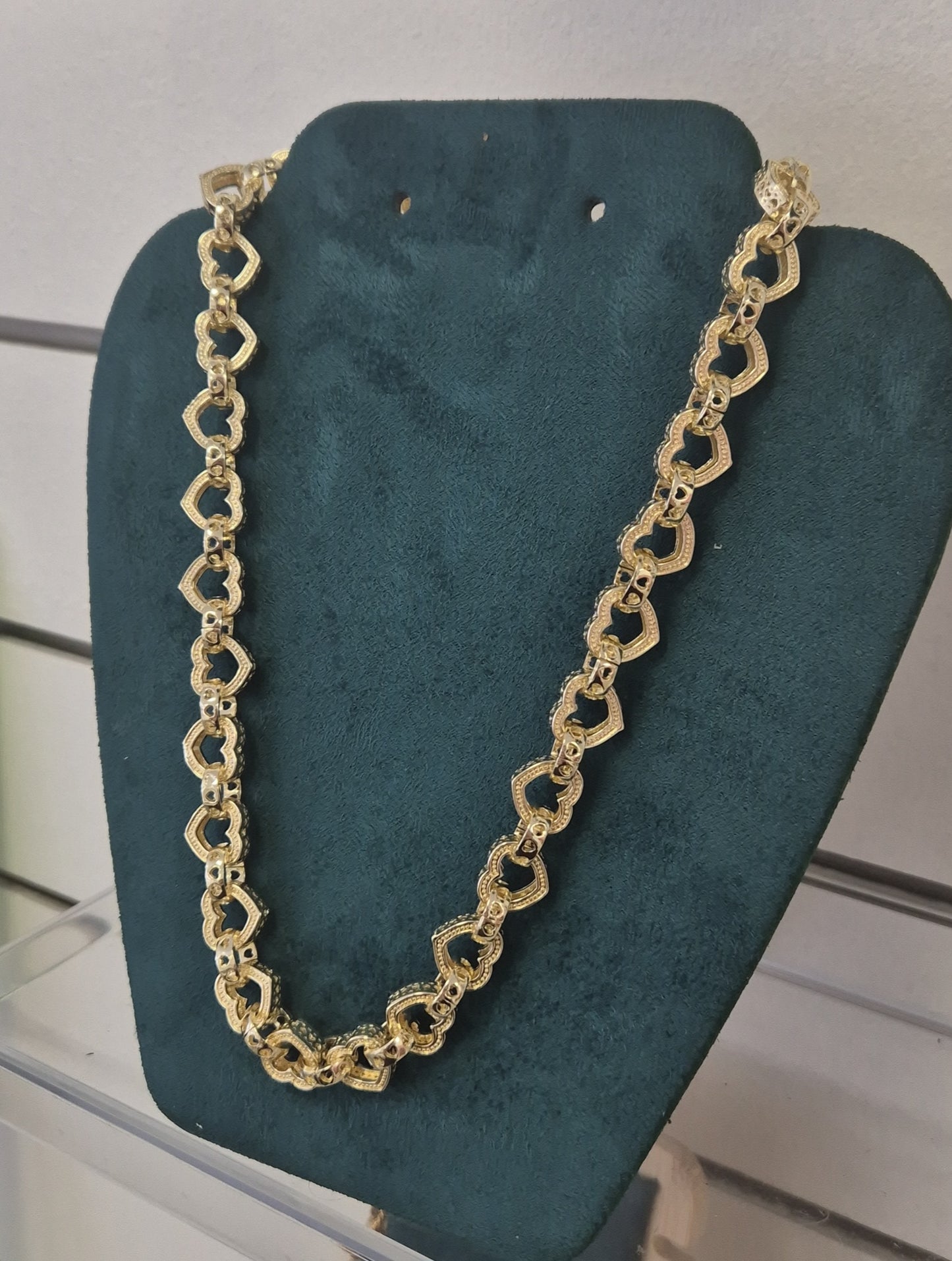 12mm Full Patterned Heart Necklace 20"