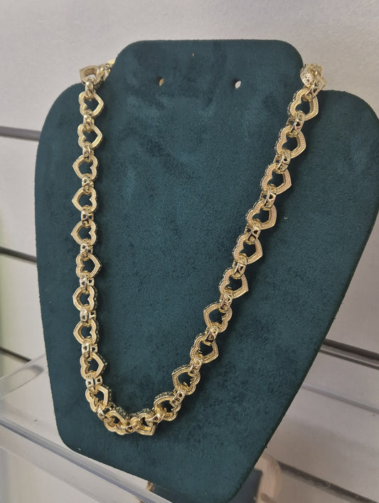 12mm Full Patterned Heart Necklace 22"