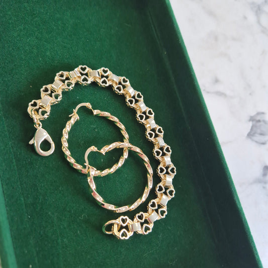 Heart bracelet and hoops bundle
