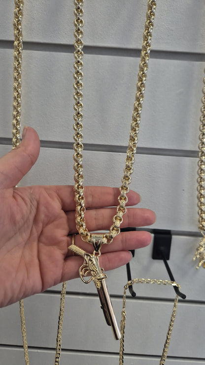 10mm Alternate Belcher Chain and Pendant 24"