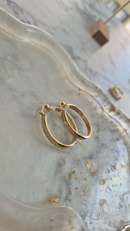 3cm Etched Detail Hoops