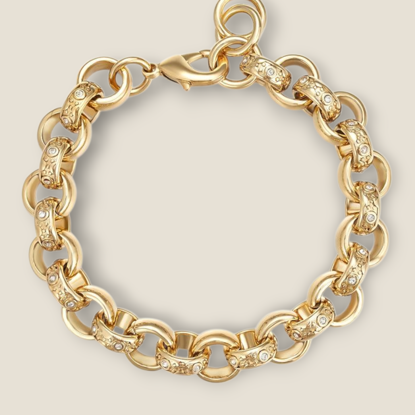 12mm Alternate Cz and Plain Link Belcher Bracelet