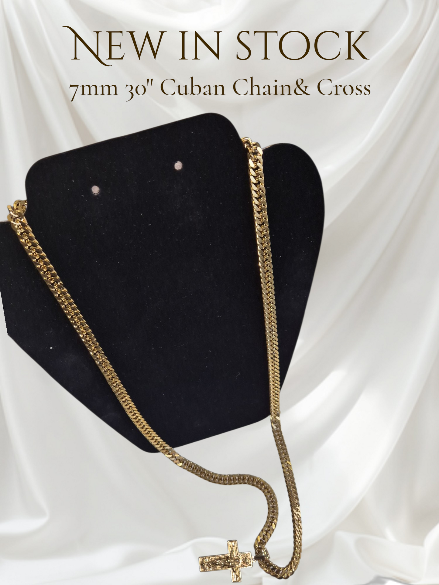 7mm Cuban Chain and Cross 30"