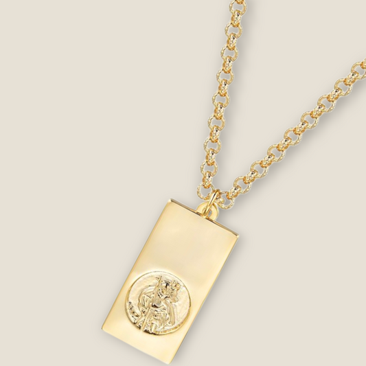 Ingot St Christopher On 4mm Belcher Chain