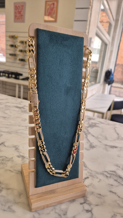 10mm Cz Figaro Chain 22"