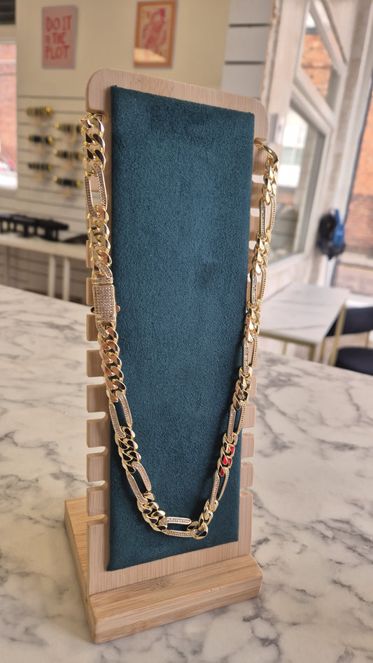10mm Cz Figaro Chain 22"