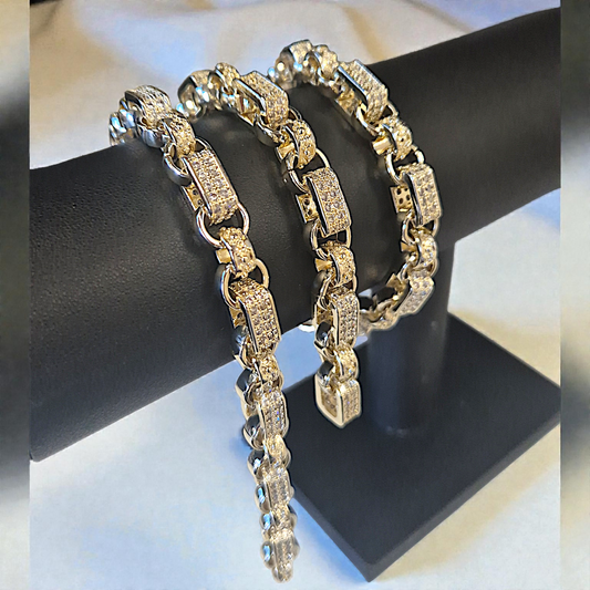 10mm White Cz Gypsy Link Bracelet