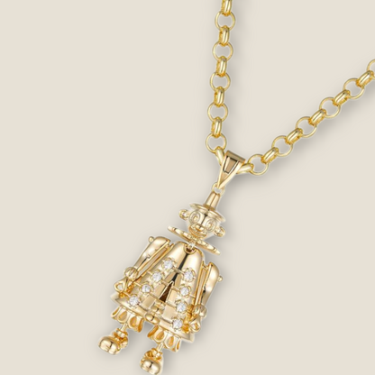 Clown Pendant White/Multi Cz On 5mm Belcher Chain