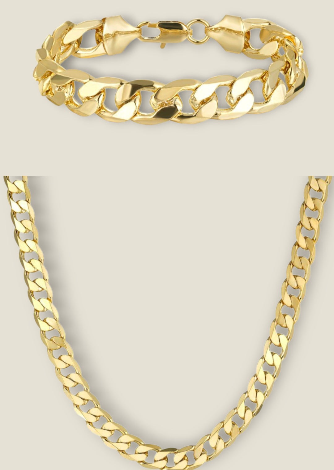 9mm Curb Chain and Bracelet Set