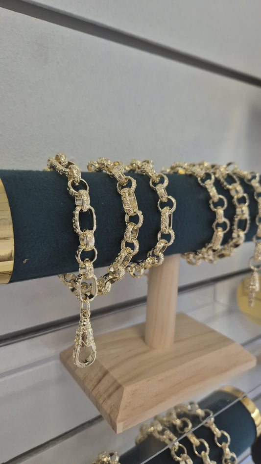 10mm Full Patterned Gypsy Link Bracelet