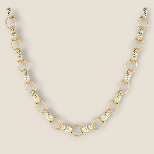 11mm Oval Hammered Patterned Belcher Chain