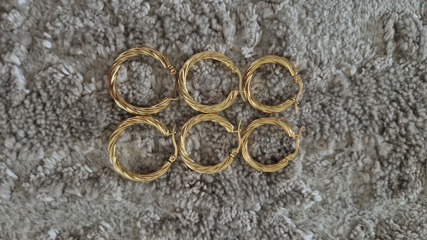 Lined Detail Hoops - 2.5/3/3.5cm