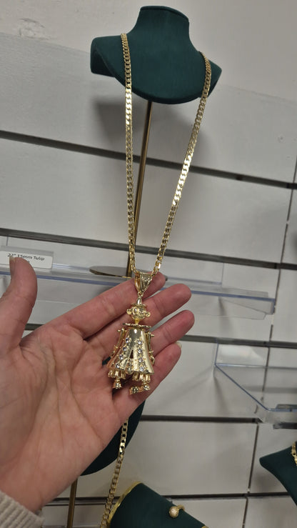 Large Clown Pendant On 4mm 24" Curb
