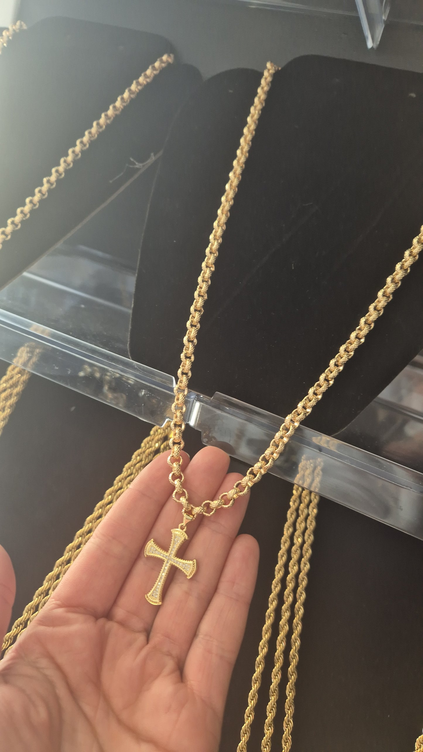 Cross Pendant On 6mm Belcher