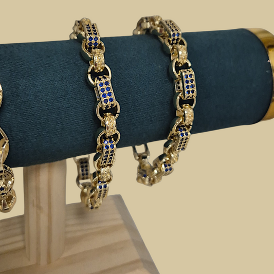10mm Blue Cz Gypsy Link Bracelet