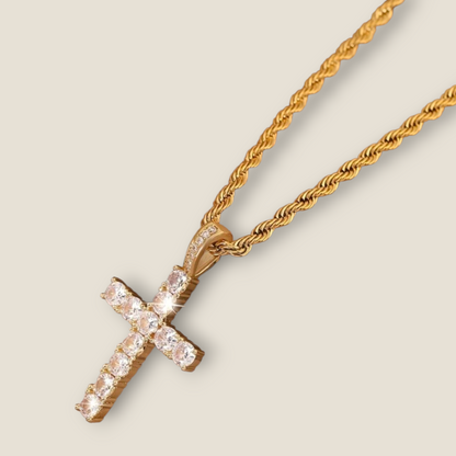 Ball Hoops and Cross Pendant