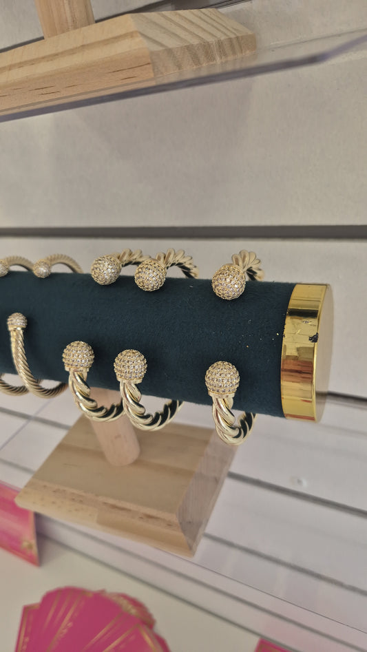 Twisted Chunky 10mm Cz Ball Bangle