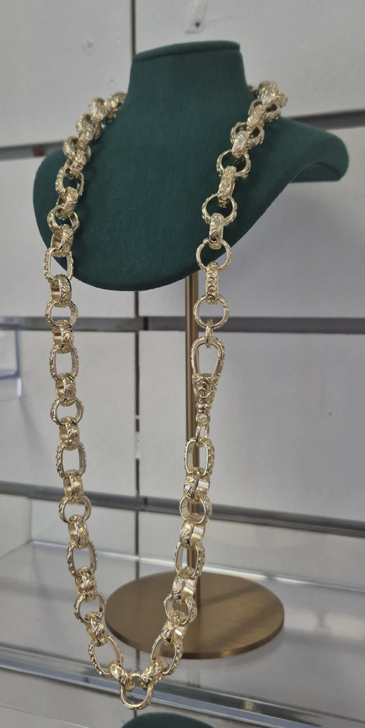 12mm Full Patterned Gypsy Link Chain 24"