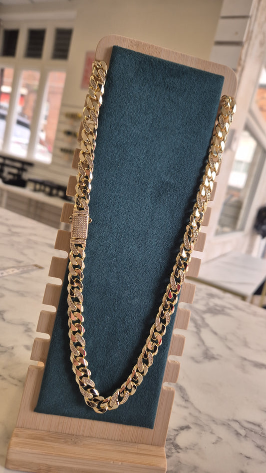 10mm Cz Curb Chain 22"