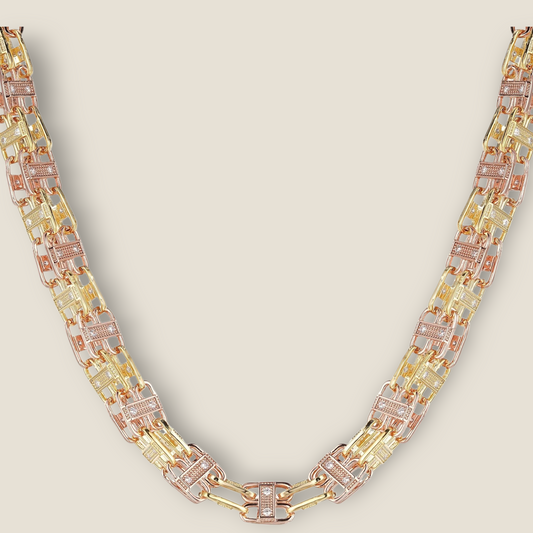 Cage Chain 2 Tone Rose And Gold