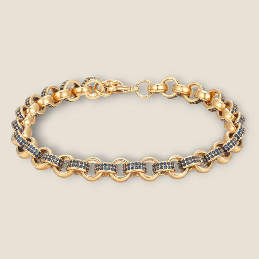 8mm Blue Alternate Cz Belcher Bracelet